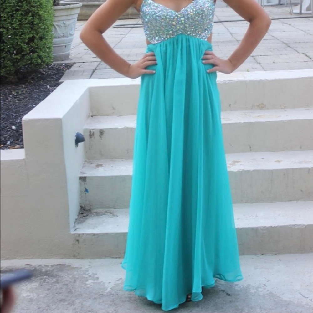 Beautiful blue sequin sweet sixteen/ prom dress